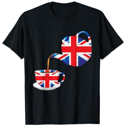 UK Tea Pot Union Jack United Kingdom England Tea Lover Gift T-Shirt