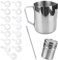 Milk Jug 600ml, Powder Shaker with Lid, Pull Flower Moldan and Latte Art Pen Stainless Steel Milk Frothing Pitcher, for Hot Chocolate Cappuccino Coffee Latte Art Maker (600ML)