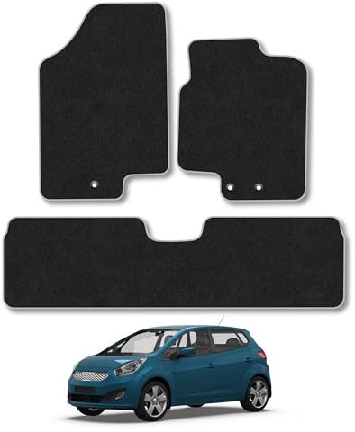 Fits Kia Venga (2010-2019) Carpet Car Mats | Grey Edge Trim Tailored Fit Floor Mats Full Coverage Protection Accessories Easy Clean Anti Slip Made in the UK