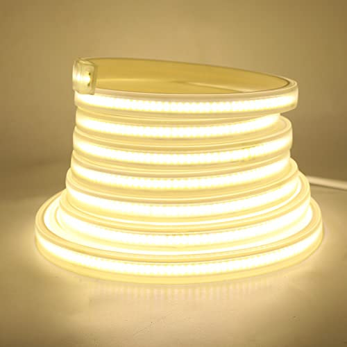 KISUFU 220V COB LED Streifen 3m, 360 LEDs/m FCOB LED Band CRI≥92,Wasserdichte,Superheller, flexibler COB LED Strip Lichtstreifen mit hoher Dichte für DIY-Festival-Dekoration zu Hause, Schlafzimmer