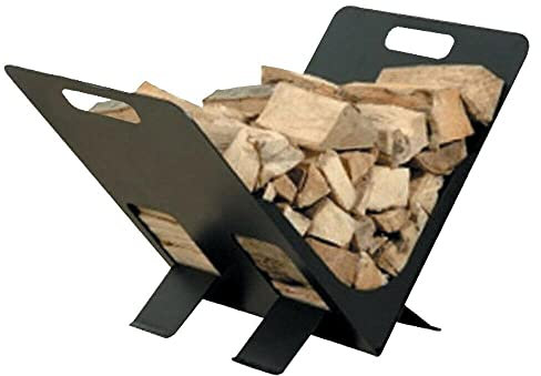 La zappa Holzregal aus pulverbeschichtetem Schmiedeeisen für Ofen und Kamin 38 x 30 cm