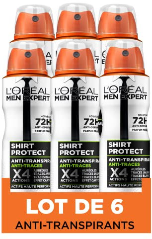 L’Oréal Paris Men Expert Shirt Protect Déodorant Spray Anti-traces - 150ml - Lot de 6
