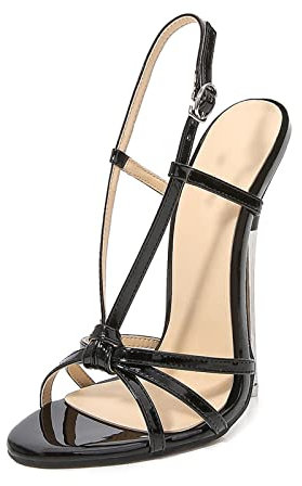 16CM/6.29IN Nachtclub Pole Dance Nachtclub Große High Heels Hohle Sandalen Party Flachen Mund Offene Zehensandalen,Schwarz,43 EU