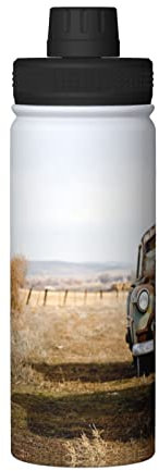 LOUJIN Isolierter Outdoor-Sport-Wasserkocher, mit Golfschläger-Aufdruck, 510 ml, praktischer doppellagiger Edelstahl-Wasserkocher, antikes Auto, Einheitsgröße