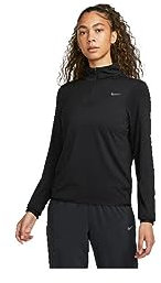 NIKE FB4316-010 W NK SWIFT ELMNT DF UV HZ TOP Sweatshirt Women's Black/Reflective Silv Size S