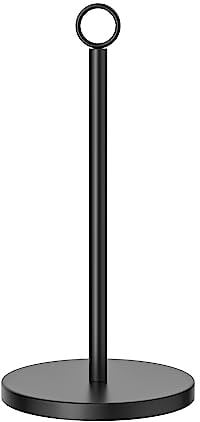 Portarrollos de Cocina Negro de Pie, Toallero de Papel de Cocina para Rollos Estándar y Grandes para Cocina y Mesa de Comedor, Soporte para Rollos de Cocina, sin Taladrar, para Almacenamiento