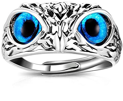 Wudaizhi Verstellbarer Sterling Silber Eye -eulenring, Augeneulenring, Retro -Tier Offen Verstellbarer Ring, Schmuckgeschenk Für Frauen Und Männer