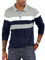 Mens Casual Polo Shirts Long Sleeve Contrast Color Shirt Patchwork Tee Color Block Sports Golf Tennis Tops Classic T Shirt Grey M