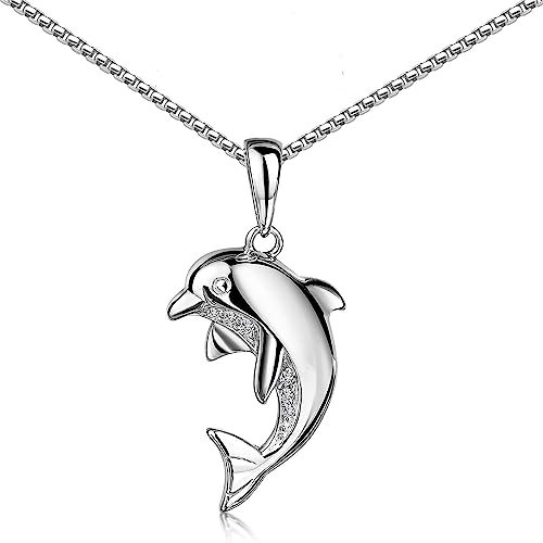 Materia Damen Kette Silber 925 mit Anhänger Delfin KA-175-K102-40cm
