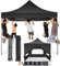 COBIZI Faltpavillon 3x3 Wasserdicht Stabil Winterfest mit Seitenwand,Pop Up Pavillon Partyzelt,Sonnenschutz Gartenpavillon,Pavillon Faltbar mit Tasche mit Rollen(3 mal 3m Schwarz)