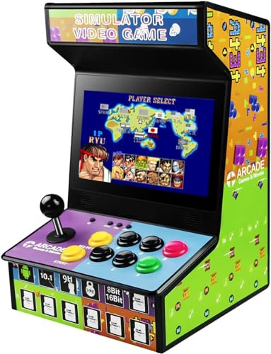 DOYO Handheld Arcade Spielkonsole, 10.1 Zoll Mini Arcade Maschinenschrank, Klassiker Mini Player, Retro Spiele enthalten, Tisch und Bartop Unterstützung für TV-Ausgang