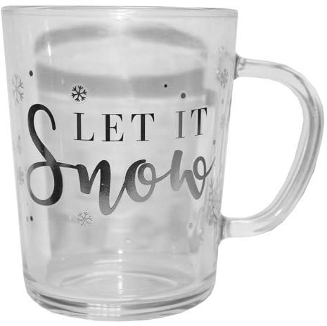 Widdle Gifts Christmas Mug Glass with Foil Wording - Let it Snow 7010 Ideal for Mulled Wine