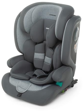 Foppapedretti Tender I-Size Kindersitz mit 76 und 150 cm Höhe, seitlicher Aufpralltest Safe Body Protection, doppelte Zulassung (mit und ohne Isofix), Comfort Kid Pad, Silber