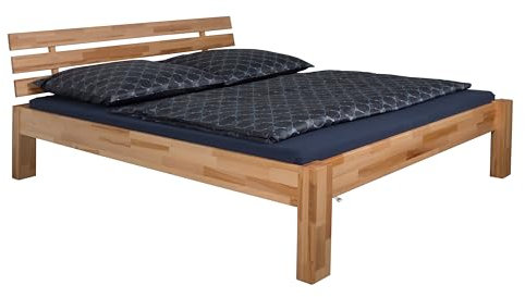 Staboos massives Buchen Holzbett Beethoven - Bettgestell in unterschiedlichen Größen - Einzelbett oder Doppelbett - Geölte Betten - Massiv Holz Bett - 180x200 cm