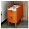 Nachtschrank Einzigartige schmale Nachttische, 2 Schubladen, Holz, PU-Leder, Nachttisch, Beistelltisch mit Edelstahlbeinen, moderner Stil for Schlafzimmer, Aufbewahrungsmöbel, 19,6 Zoll hoch, Orange N