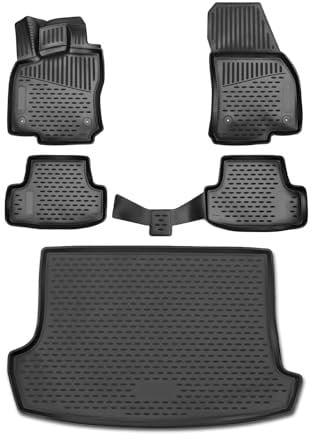 Fußmatten & Kofferraumwanne Set für VW T-ROC 2017-2025 Gummi TPE Schwarz 5X
