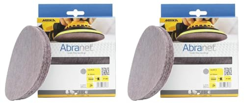 Mirka Abranet Netzschleifscheiben Ø 150mm Klett/Korn P180 / 10 Stk / AE241F1018 / Für alle 150mm Exzenterschleifer und Schleifmaschinen geeignet/zum Schleifen von Holz, Spachtel, Lack, Kunststoff