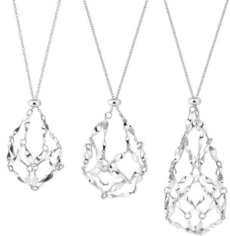 PH PandaHall 3 Size Crystal Holder Necklace 6pcs Crystal Cage Necklace Adjustable Mesh Pendant Necklaces Empty Stone Holder Metal Gemstone Necklaces for Men Women DIY Jewellery Gifts