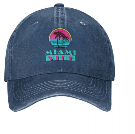 Baseballkappe Hip-Hop Sonnenhut Miami Vice Baseballkappe lässig Distressed Denim gewaschen Vaporwave-Sonnenkappe Unisex-Stil Outdoor Laufen Golfkappen Hut Geburtstagsgeschenk für Männer und Frauen