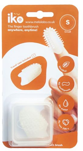 iKo Original-Fingerzahnbürste + transparentes Etui, weiche Haptik, keine Zahnpasta oder Wasser erforderlich, 100 % recycelbar, umweltfreundlich, für Erwachsene, Zahnpflege, Mini-Reise, Mundgesundheit,