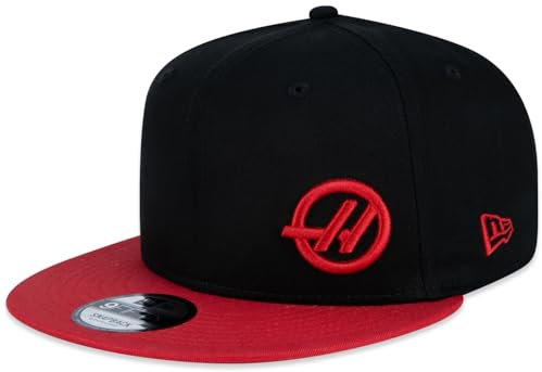 F1 Haas Team – New Era 9FIFTYSnapback Baseballkappe – Offizieller Merchandise-Artikel – Erwachsene – Schwarz/Rot, Schwarz , One size