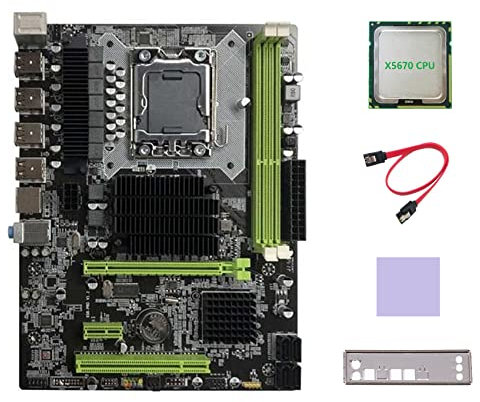 AMIUHOUN X58 Motherboard LGA1366 Computer-Motherboard unterstützt XEON X5650 X5670 Series CPU mit X5670 CPU + SATA-Kabel + -Pad