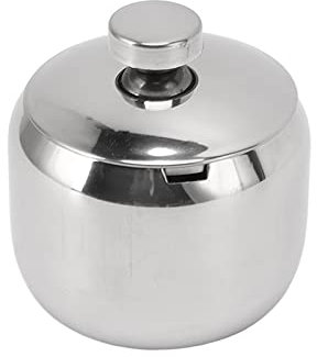 Scatola for condimenti, barattolo for condimenti, eleganti ciotole in argento e zuppiera for condimenti. Aspetto barattolo for condimenti con coperchio antiumidità.