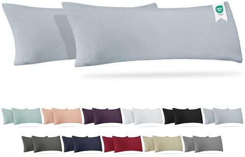 Barbons Seitenschläferkissen Bezug 40x145 2er Set – 165 g/m² Oeko-TEX Zertifiziert Kissenbezug Kopfkissenbezug 100% Jersey Baumwolle Kissenbezüge Kissenhülle mit Reißverschluss (40x145-Blau)