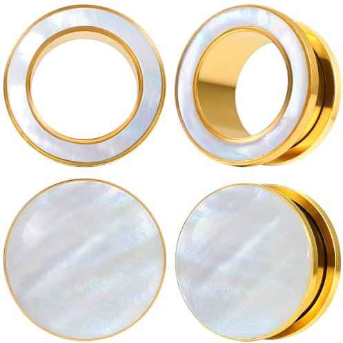 DOEARKO Ohr Flesh Tunnel 1 Paare Ohr Tunnel Plug Edelstahl Double Flared Ohr Plug Expander Piercing Schmuck für Frauen und Männer (Gold,12mm)