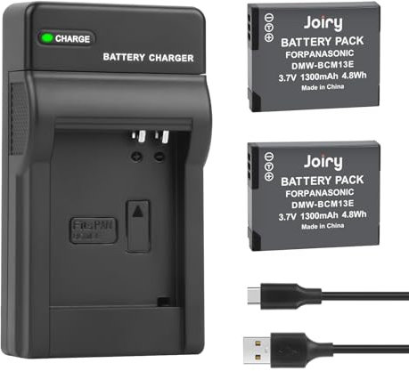 2X DMW-BCM13 Batterie + LCD-USB Chargeur pour Panasonic Lumix DC-TS7,DMC-FT5,DMC-LZ40,DMC-ZS40, DMC-ZS45, DMC-ZS50, DMC-TS5,DMC-TZ37,DMC-TZ40,DMC-TZ41 appareils Photo