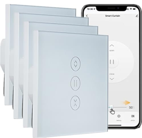 Lot de 4 interrupteurs intelligents pour volets roulants - Télécommande et commande vocale - Compatible avec Echo Alexa/Google