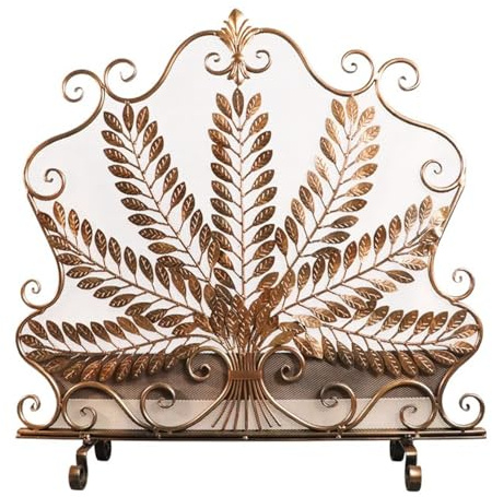 Salvachispas Chimenea Mamparas para Chimenea Independientes de Un Panel, Cubierta Decorativa para Puerta de Protección de Estufa con Pie de Apoyo, Panel de Red de Protección para Chimenea Pequeña