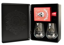 AMUERTE METAL BOX - Gin 70 cl + 2 bicchieri trasparenti (AMUERTE RED)