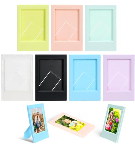 7 Pcs Small Photo Frame, 3 Inch Small Picture Frames Colorful Mini Photo Frames, Mini Picture Frames, Film Frame Photo for Polaroid Instant Camera Photoes (6.1 * 0.7 * 9.2cm)