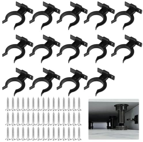 14 Stück Sockelleisten Clips, Küchensockel Befestigung mit 45 Schrauben, Küchen Kickboard Sockelklammern Schwarz für Sockelleiste Küche