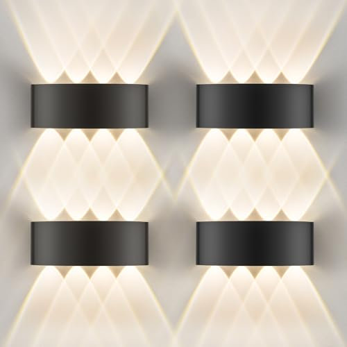 4 Stücke LED Wandlampe für Innen und Außen 8W, IP65 Wandleuchte mit 8 Lichtquellen, 3000K Warmweiß LED Außenwandleuchte, Aluminium Lampe Für Wohnzimmer, Schlafzimmer, Flur, Balkon, Treppenhaus