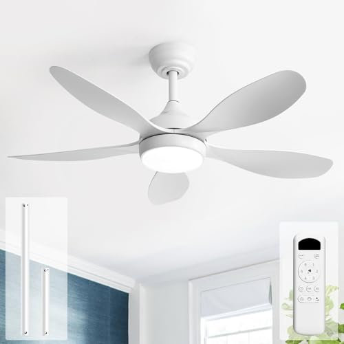 Sofucor Ventilateur Plafond avec Lumiere et Telecommande, 107cm, Silencieux DC Réversibles, Minuterie, 6 Vitesses, LED Lampe Ventilateur Plafond pour Salons Chambre