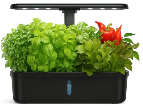 Kit de Cultivo Hidropónico Interior 12 Pods – Jardín Inteligente con Luz LED Regulable, Sistema de Riego Automático, Ideal para Hierbas, Verduras y Flores – Sin Tierra – Cultivo en Casa Todo el Año