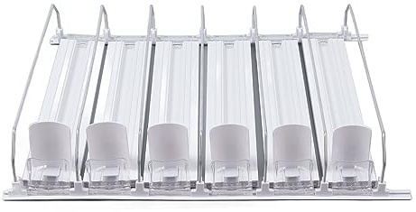 Refrigerator Beverage Holder - Adjustable Width Can and Bottle Organizer for 12-20oz, Spring Loaded Durable Design with Auto Restock, Easy Installation for Refrigerator Pantry Co (38cm)