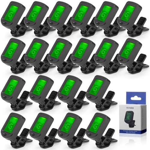 Boao 20 Stück Gitarren-Stimmgerät, Clip-On-Stimmgerät mit chromatischen Modi, digitales, elektronisches, klares LCD-Display, 360-Grad-Drehung für Akustik-/E-Gitarre, Ukulele, Bass, Violine, Banjo