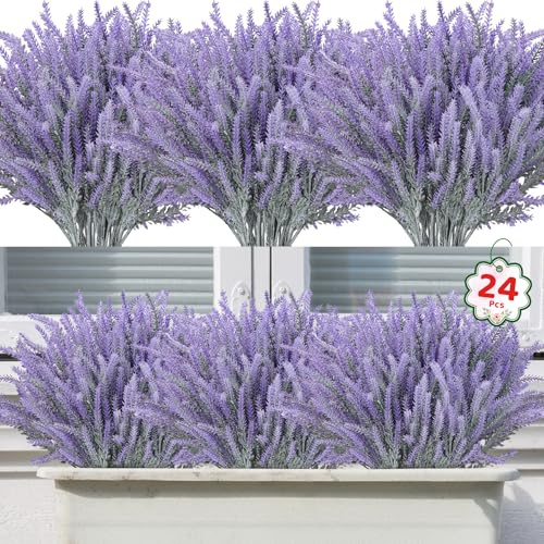Woltoy Fiori Artificiali 24 Pezzi Fiori Finti Lavanda Artificiali Realistici Per Matrimonio Casa, Festa, Ufficio, Decorazione Da tavolo, Composizioni Floreali Fai Da Te