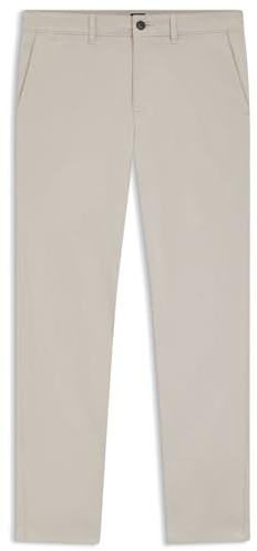 BOSS Herren Chino-Regular-1 Regular-Fit Hose aus elastischem Baumwoll-Satin Hellgrau 32/32