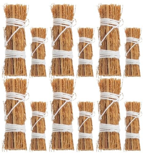 Miniature Haystack Decorations 12pcs Grass Dollhouse Farm Décor | Khaki, Realistic Detailing, Lightweight Pieces, Easy Placement for Micro Landscape Scenes and Crafts
