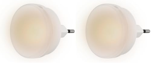 REV Nachtlicht, sparsames Dauerlicht - LED Nachtlampe 230V, 50Hz, 0,2W, Steckdosenlampe - Leuchtfarbe gelb, Gehäuse weiß (Packung mit 2)