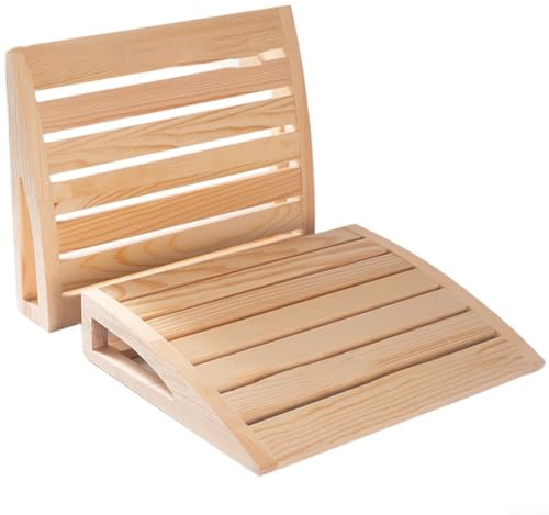 Rustikale Sauna-Kopfstütze aus Holz mit klaren Linien und funktionaler Geometrie zur Ergänzung sowohl moderner als auch nordischer Sauna-Innenräume (A)