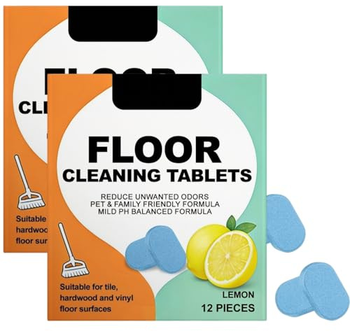 24pcs Floor Cleaner Tablets,Multifunctional Water Cleaning Tablets for Mopping with Lemon Fresh Scent,Polish&Brighten Floors,Safe Pet-Friendly Household Cleaners,Easy Use Quick Cleaning&Long-Lasting