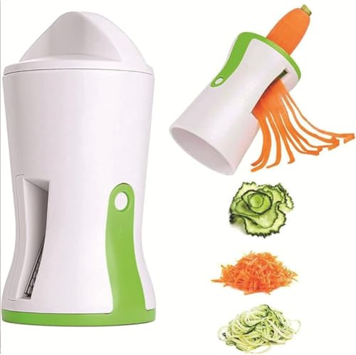 3in1 Vegetable Spiralizer Shredder Stainless Steel Kitchen Gadget for Cucumber Carrot Radish and Firm Vegetables Slicing Shredding Spiralizing for Home Cooking and Salad Prep