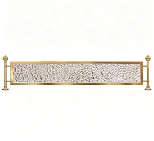 Sxlawesom Schreibtisch-Sichtschutzwand, Tischaufsatz-Trennwand für Büro, Restaurant und Tresen – Metallrahmen, gehärtetes Glas(Gold,60x46cm)