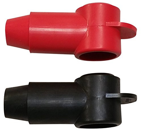 (Red & Black) 3/8 Stud Terminal Cover - Electrical Battery Connection Insulator (2 Pack)