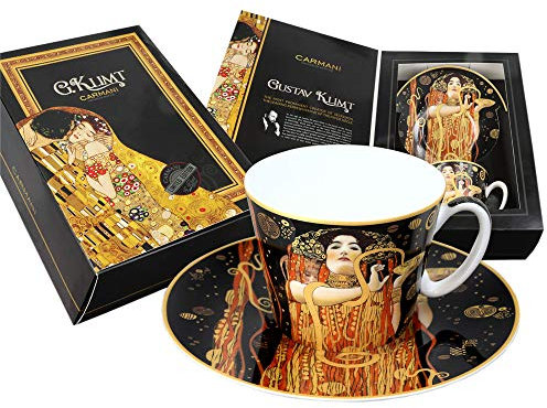 Carmani - Tasse en porcelaine avec soucoupe décorée avec inscription « Medicine Hygieia » de Gustav Klimt